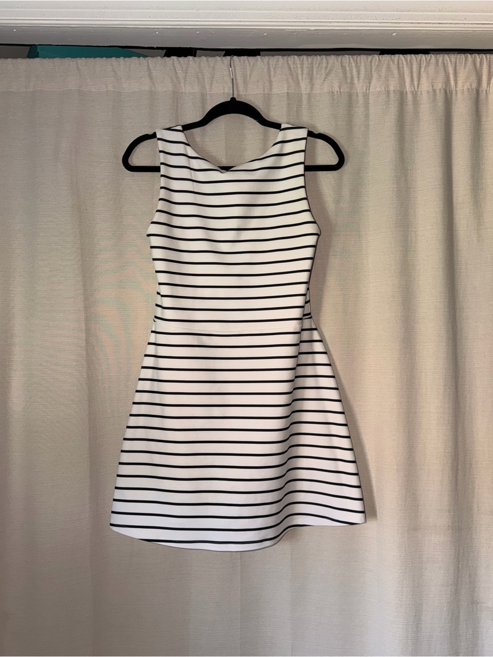 Abercrombie & Fitch Black and White Striped Sleeveless Mini Dress